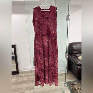 BEAUTIFUL VINTAGE RED MAXI DRESS HANDMADE